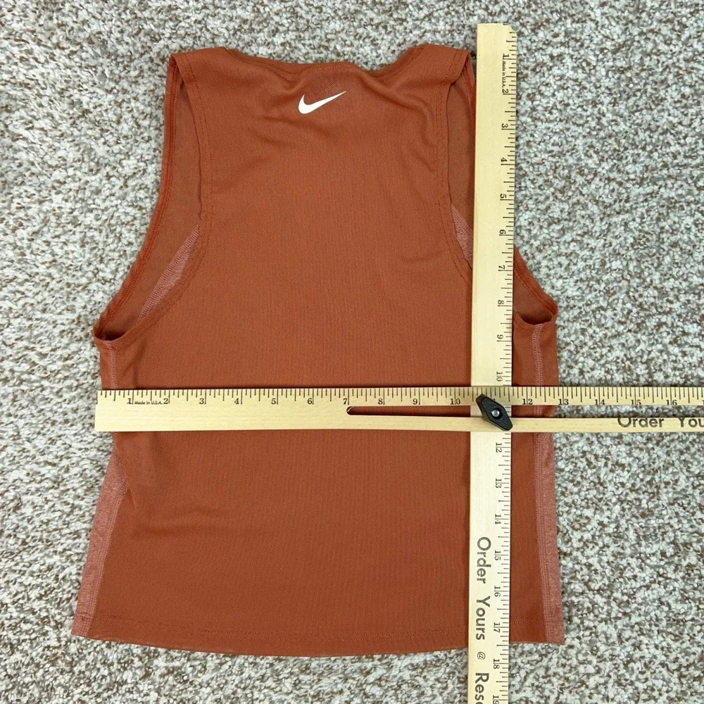 Nike Pro Tank Top Womens Small Orange Gym Cropped Mesh Breathable Workout Sports